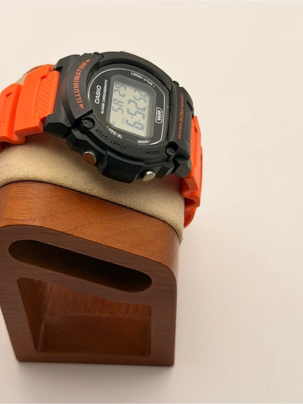 Casio W-219H-4AV Orange Digital Sport LED Illuminator Alarm Stopwatch 50M Resin
